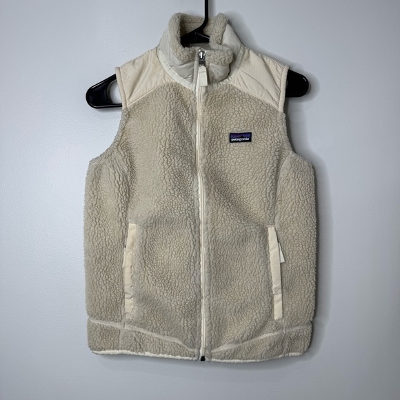 Patagonia Women’s Retro X Deep Pile Fleece Full Zip Outdoor Vest Cream Small - Picture 1 of 16
